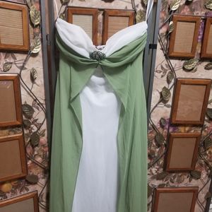 Green and White Prom Dress